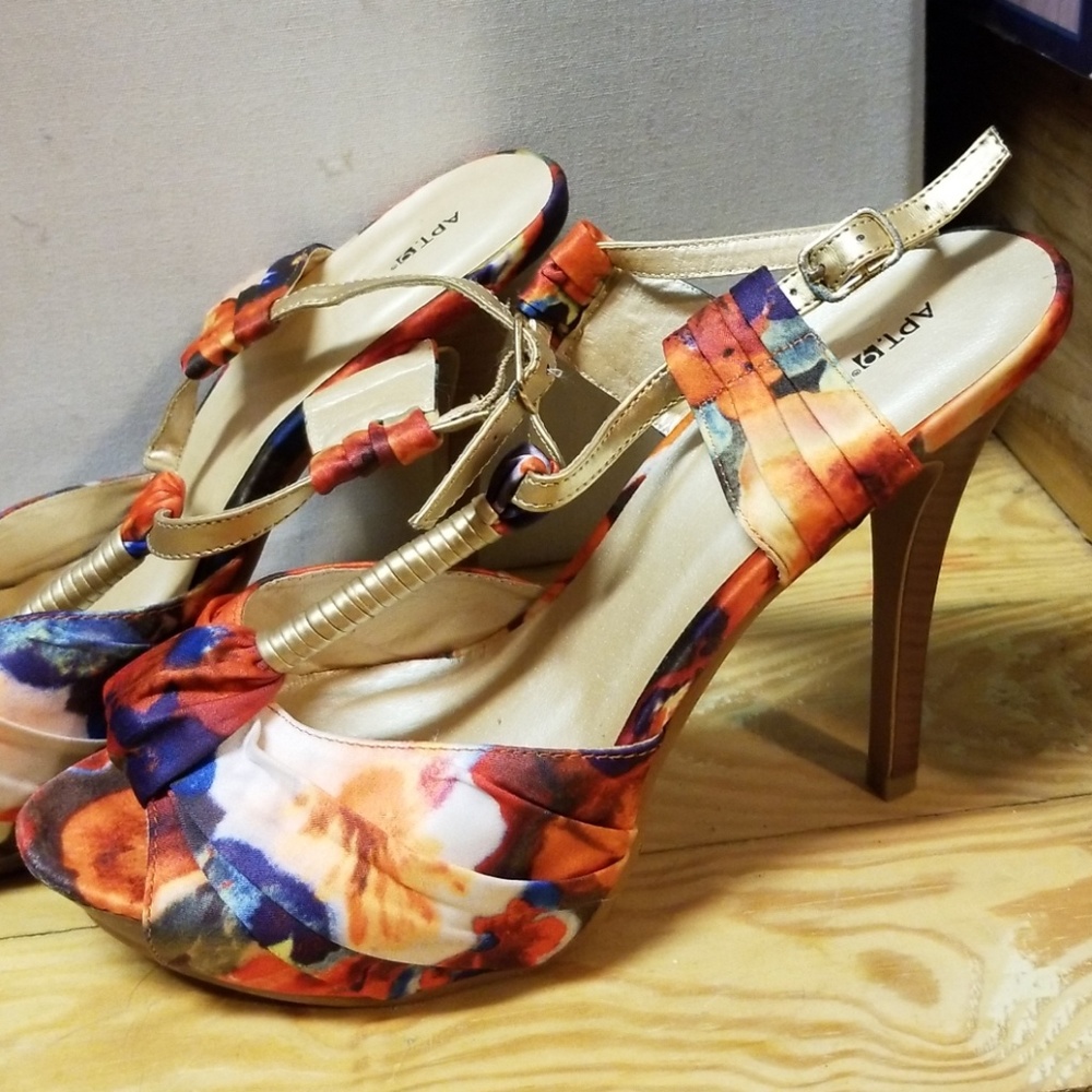 Strappy Floral Stilettos